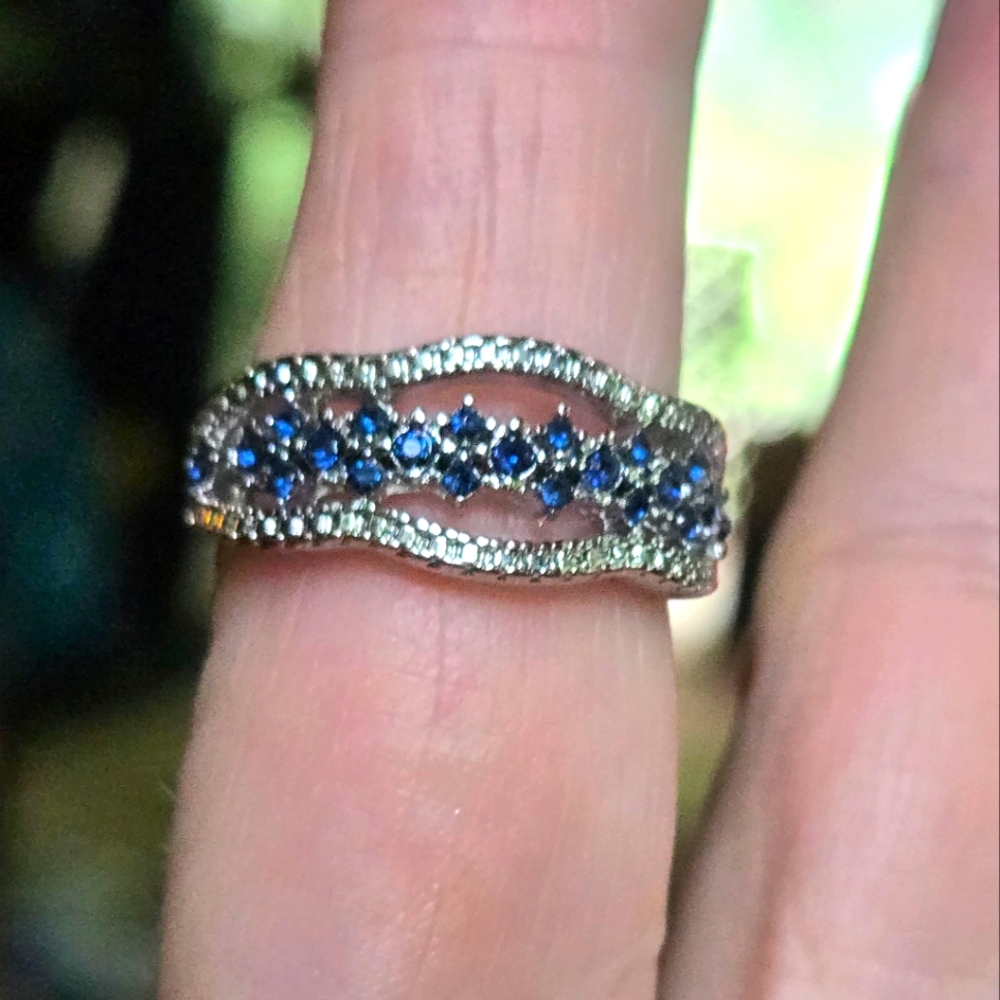 HOST PICK! Sapphire Natural & Sterling Wreath Ring Sz8.5 - Picture 2 of 6